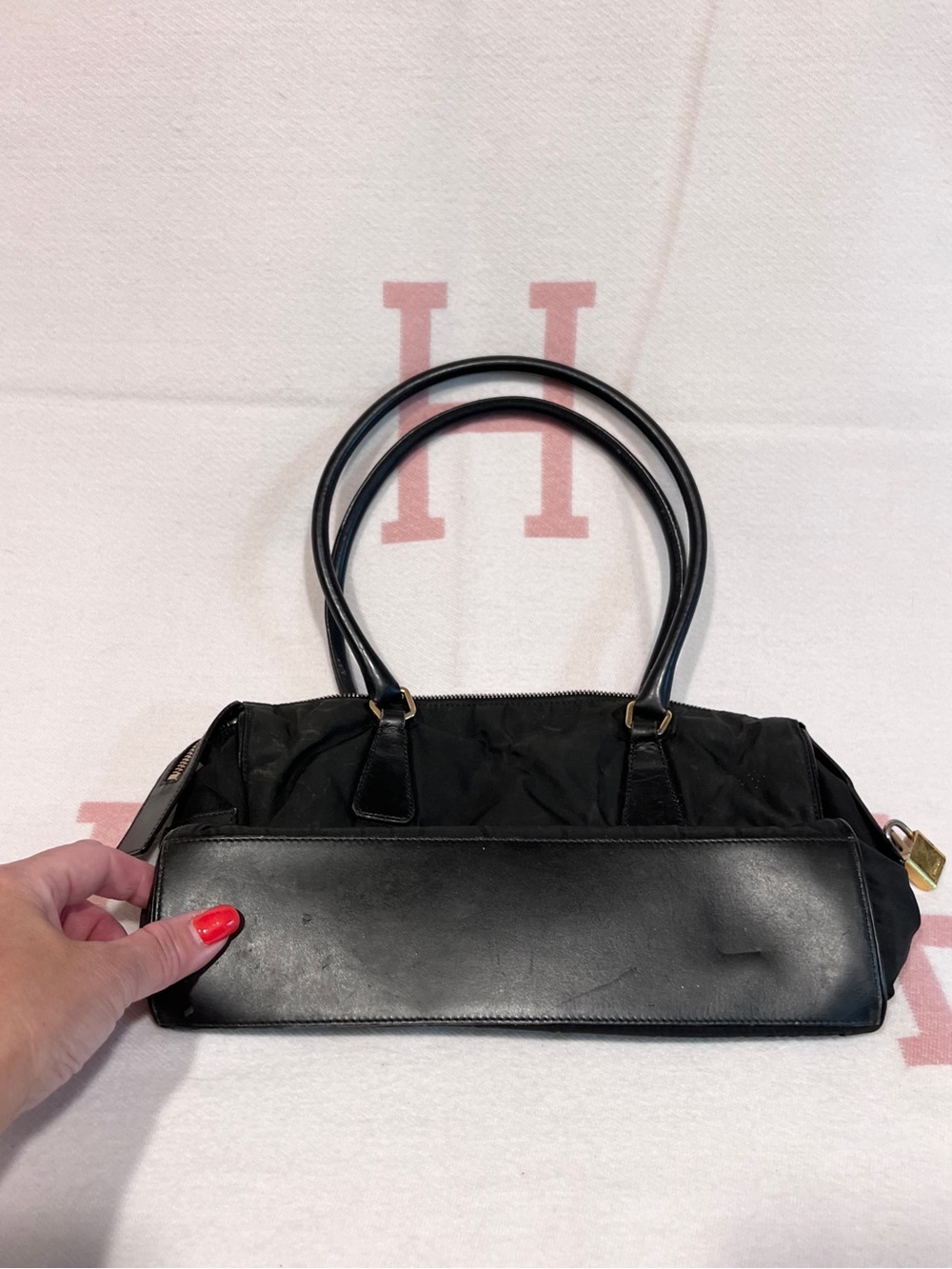 PRADA!⭐️Black Nylon and leather Bag with Gold Hardware - Picture 3 of 11